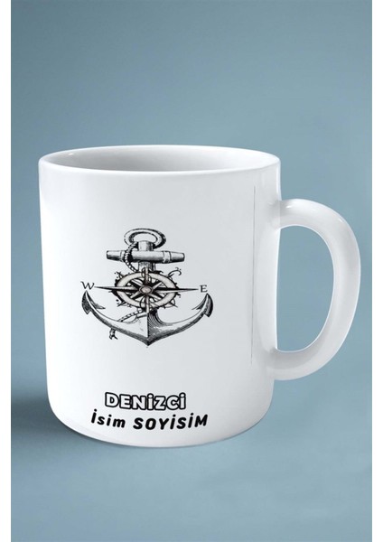 Denizci Deniz Meslek Baskılı Kupa Bardak Çift Taraflı Baskı Kişiye Özel Model 12