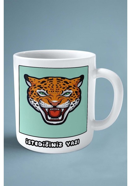Jaguar Baskılı Kupa Bardak Çift Taraflı Kişiye Özel Çerçeveli Renkli Model 6 fiyatları