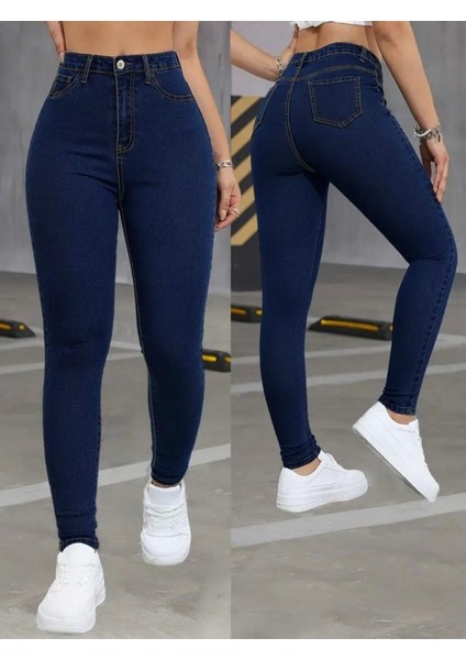 Kadın Yüksek Bel Dar Paça Likralı Pantolon