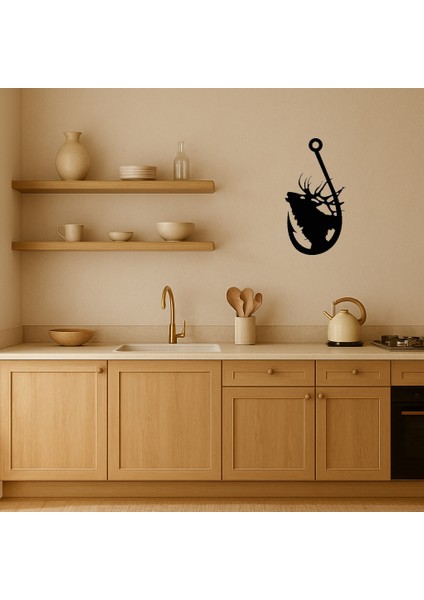 Geyik Başlı Dekoratif Askı Tablosu - PHN8094-5613 fiyatları