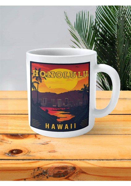 Honolulu Baskılı Kupa Bardak Kişiye Özel Desen