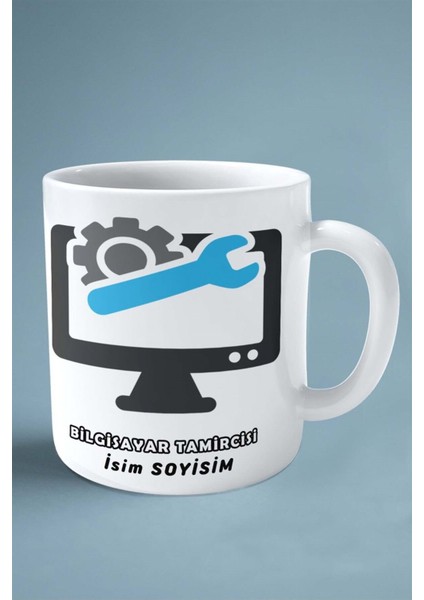 Bilgisayar Tamircisi Baskılı Kupa Bardak Çift Taraflı Baskı Kişiye Özel Model 2