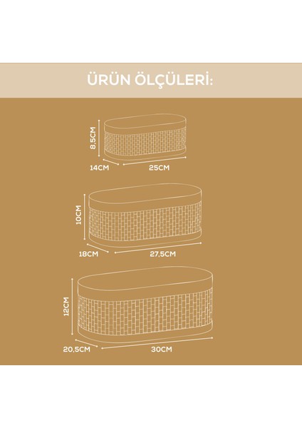 Bambu Hasır Oval 3'lü Organizer Sepet Seti - Çok Amaçlı Düzenleyici fiyatları