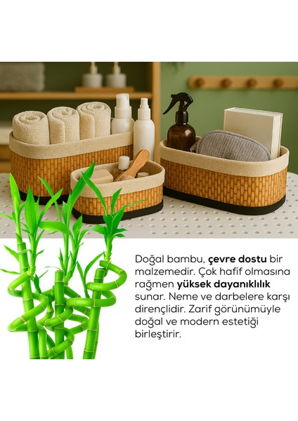 Bambu Hasır Oval 3'lü Organizer Sepet Seti - Çok Amaçlı Düzenleyici modelleri