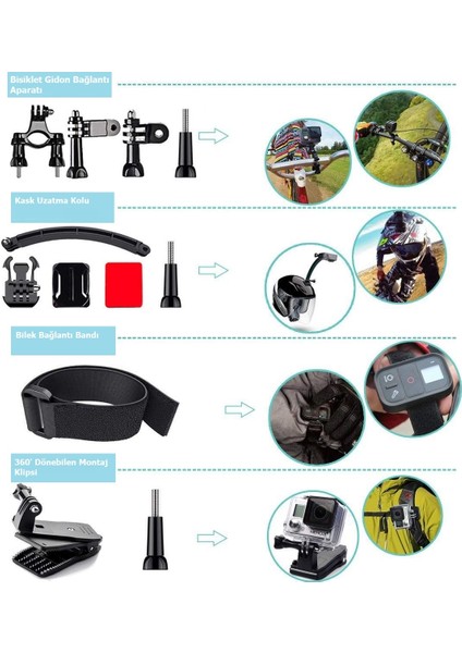 Gopro Aksiyon Kameraları Için Aksesuar Seti Ihtiyacınız Olan Herşey Tek Pakette-Büyük Boy Çanta Ile Birlikte fırsatları
