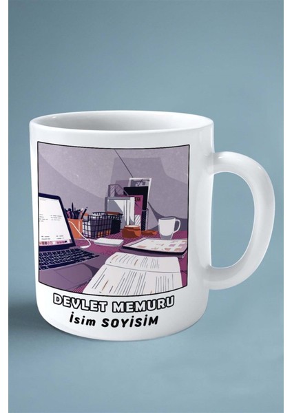 Devlet Memuru Meslek Baskılı Kupa Bardak Çift Taraflı Baskı Kişiye Özel Model 1