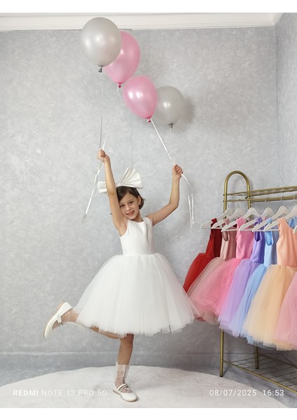 Kız Çocuk Ada Model Abiye Beyaz Elbise fırsatları