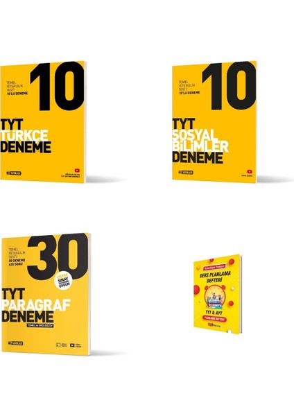 Tyt Türkçe Sosyal Bilimler ve Pargaraf 3lü Deneme Seti + Planlama Defteri