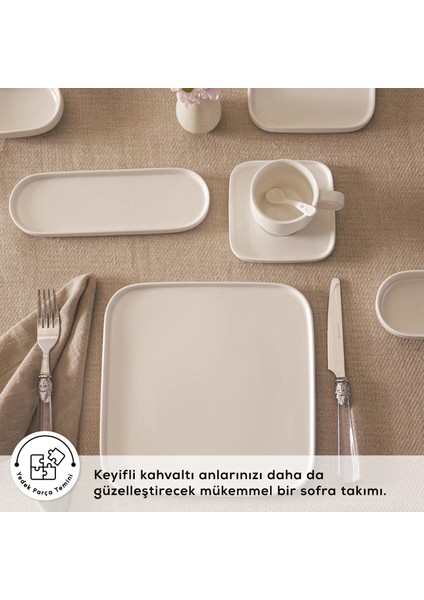Porselen Kahvaltı Takımı 6 Kişilik 35 Parça Modern Kare Tasarım Bulaşık Makinesinde Yıkanabilir fırsatları