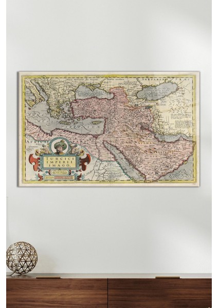 Osmanlı Imparatorluğu Haritası Yatay Cam Tablo, Modern Ev Ofis Dekoru, Hediyelik Duvar Dekorasyonu