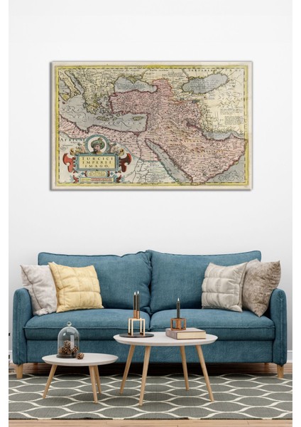 Osmanlı Imparatorluğu Haritası Yatay Cam Tablo, Modern Ev Ofis Dekoru, Hediyelik Duvar Dekorasyonu modelleri