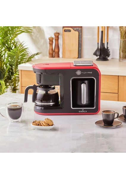 Hatır Plus 5 in 1 Konuşan Közde ve Sütlü Türk Kahvesi ve Filtre Kahve Makinesi Cherry Red fiyatları