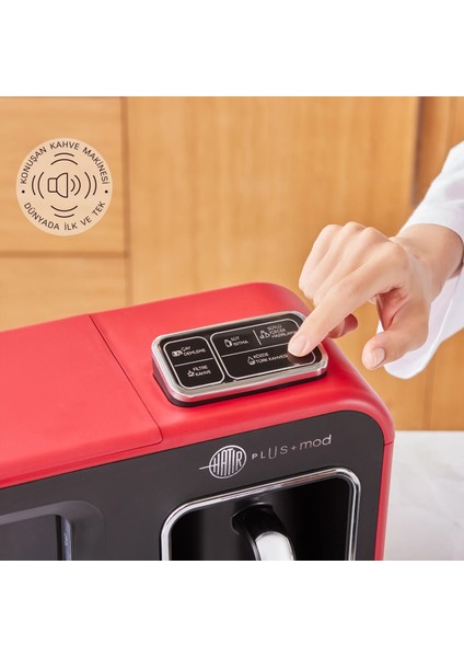Hatır Plus 5 in 1 Konuşan Közde ve Sütlü Türk Kahvesi ve Filtre Kahve Makinesi Cherry Red fırsatları