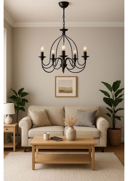 Şato 5li Siyah Avize