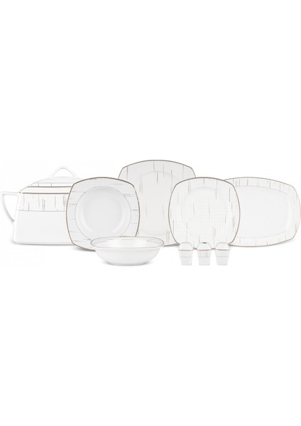 Square Bone Batik 60 Parça 12 Kişilik Yemek Takımı Gold fiyatları