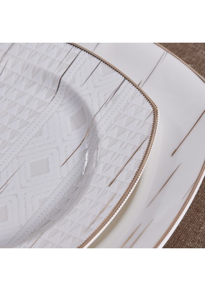 Square Bone Batik 60 Parça 12 Kişilik Yemek Takımı Gold modelleri