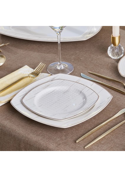 Square Bone Batik 60 Parça 12 Kişilik Yemek Takımı Gold
