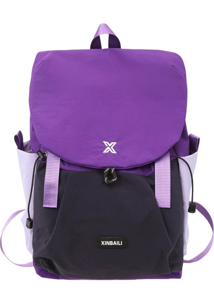 Yeni Kore Tarzı Hafif Açık Çift Omuzlu Sırt Çantası Suya Dalı Renk Bloke Edici Dağcılık Çantası Niş All-Molor: Mor/boyut: 15 Inç (Yurt Dışından)