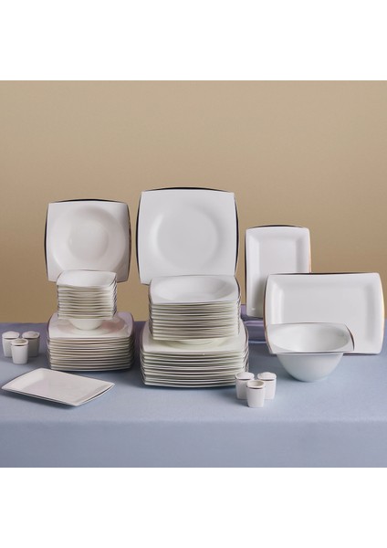 Fine Pearl Agate 58 Parça 12 Kişilik Yemek Takımı Platin
