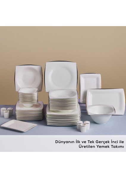 Fine Pearl Agate 58 Parça 12 Kişilik Yemek Takımı Platin modelleri