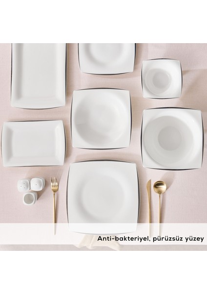 Fine Pearl Agate 58 Parça 12 Kişilik Yemek Takımı Platin