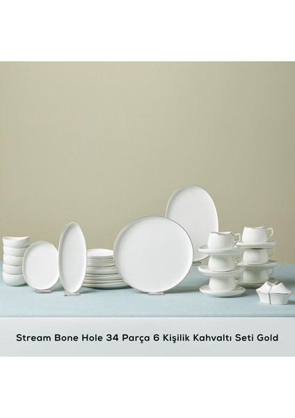 Stream Bone Hole 34 Parça 6 Kişilik Kahvaltı Takımı Gold modelleri