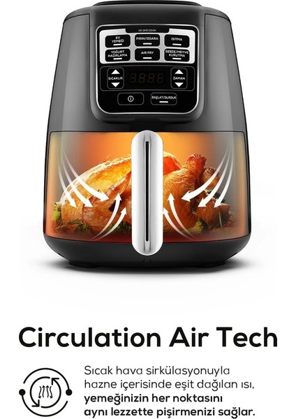 Air Pro Cook XL 2 in 1 Konuşan Airfryer Black Chrome 4 Kişilik fiyatları