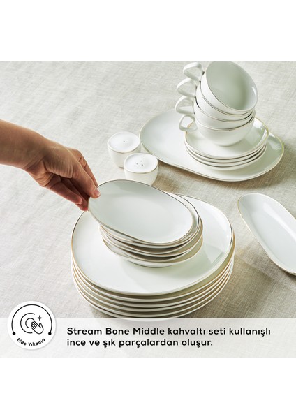 Stream Bone Middle 34 Parça 6 Kişilik Kahvaltı Takımı Gold