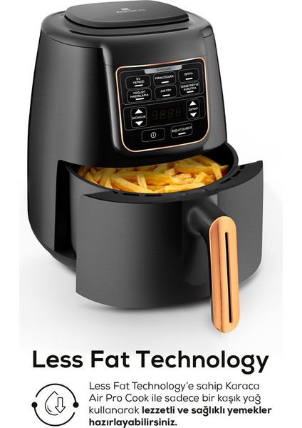 Air Pro Cook XL 2 in 1 Konuşan Airfryer Black Cooper 4 Kişilik Fritöz indirimleri