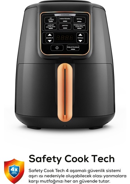 Air Pro Cook XL 2 in 1 Konuşan Airfryer Black Cooper 4 Kişilik Fritöz