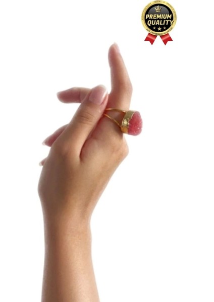 Özel Üretim Altın Pirinç Kaplama Vintage Görünümlü Şık Tasarımlı Ayarlanabilir Doğal Taş Kadın Yüzük fiyatları