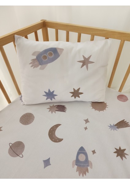 %100 Organik Pamuk Saten Tek Kişilik Lastikli Çarşaf Set - Uzay 100X200/30 fiyatları