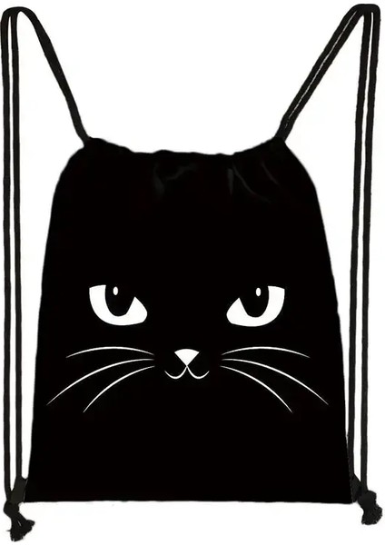 Sevimli Siyah Kedi Çizim Çantası Kadın Alışveriş Çantaları Tuval Seyahat Çantası Moda Depo Çantaları Genç Kızlar Backpackcolor: SKDBLACKCATS13 (Yurt Dışından)