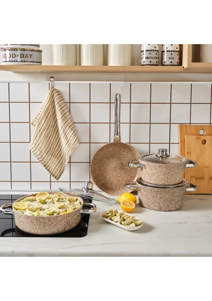 Biogranit Nare 7 Parça Tencere Seti Wood