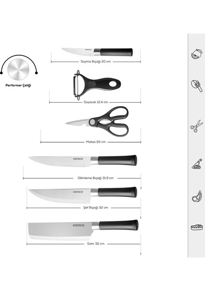 Black Force Satırlı 6 Parça Mutfak Bıçak Seti fiyatları