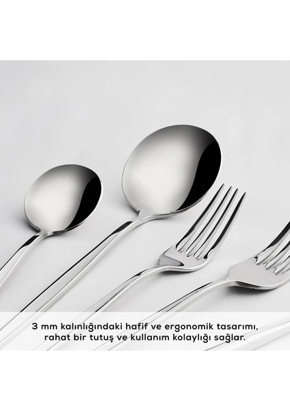 New Porto Platin 12 Kişilik 60 Parça Çatal Kaşık Bıçak Takımı