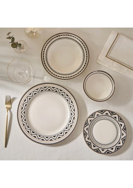 Tria New Bone 24 Parça 6 Kişilik Yemek Takımı Siyah