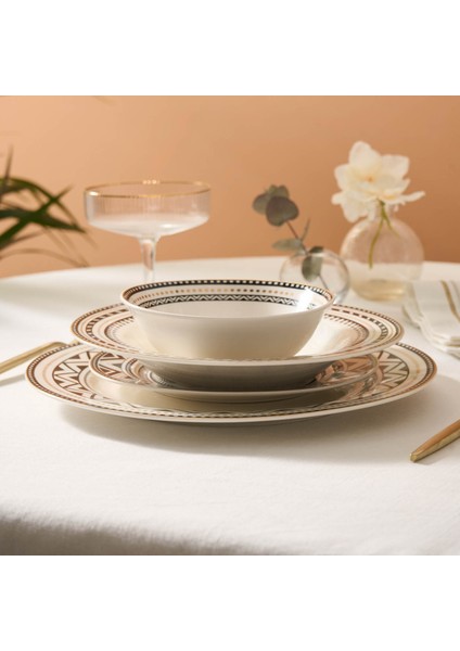 Tria New Bone 24 Parça 6 Kişilik Yemek Takımı Siyah fırsatları