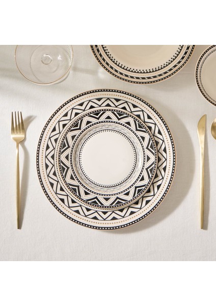 Tria New Bone 24 Parça 6 Kişilik Yemek Takımı Siyah