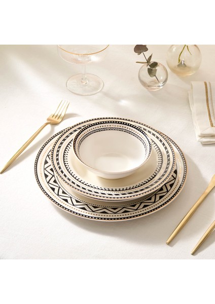 Tria New Bone 24 Parça 6 Kişilik Yemek Takımı Siyah