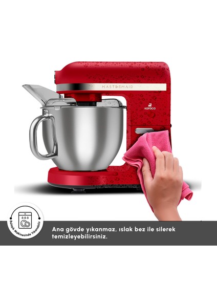 Mastermaid Chef Pro Çift Kollu Hamur Yoğurma Makinesi Imperial Red 1750W 5L