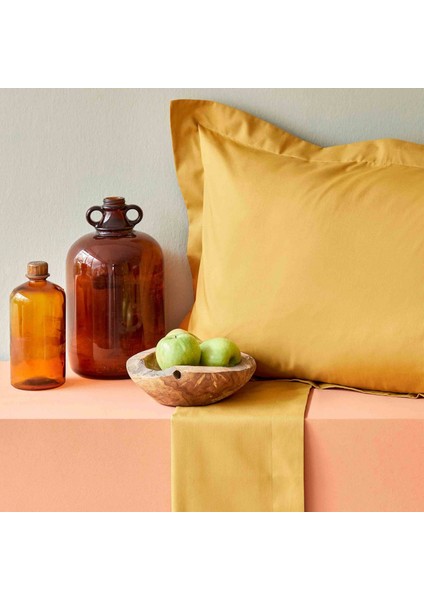 Back To Basic Açık Hardal %100 Pamuk Çift Kişilik Nevresim Takımı fırsatları