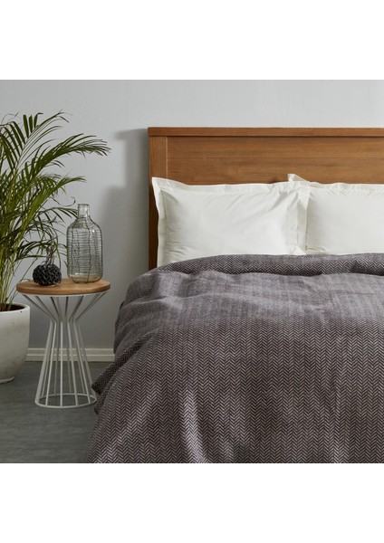 Sandra Çift Kişilik Balık Sırtı Desenli Pamuk Battaniye Gri fiyatları