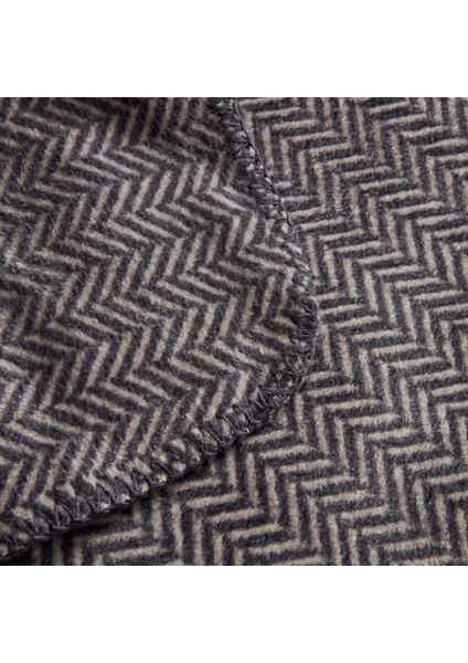 Sandra Çift Kişilik Balık Sırtı Desenli Pamuk Battaniye Gri