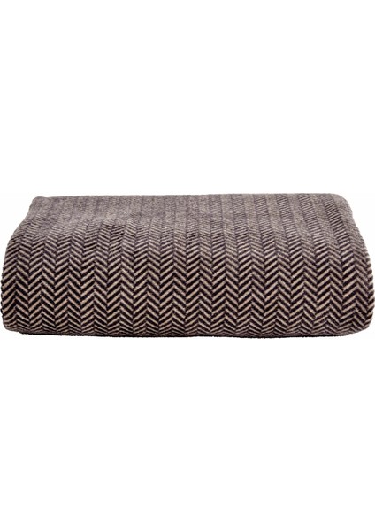 Sandra Çift Kişilik Balık Sırtı Desenli Pamuk Battaniye Gri