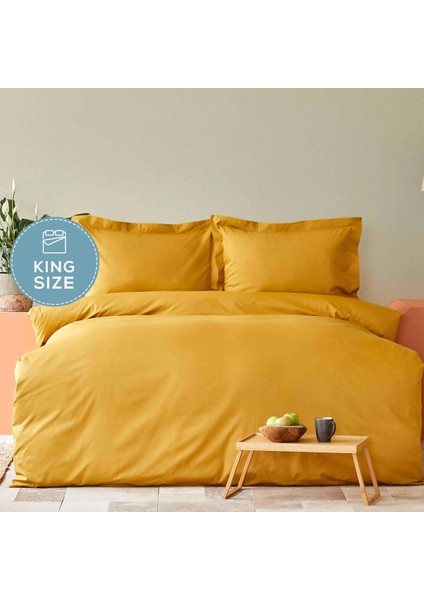 Back To Basic %100 Pamuk King Size Nevresim Takımı Açık Hardal