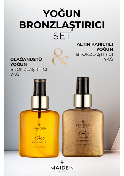 Yoğun Bronzlaştırma Set, Yoğun Bronzlaştırma Etkili Altın Parılıtılı & Olağanüstü Bronzlaştırıcı Yağ