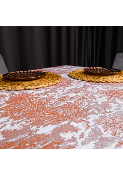 Yüksek Kaliteli Desenli 160 x 240 Masa Örtüsü Açık Kahverengi Ağırlıklı