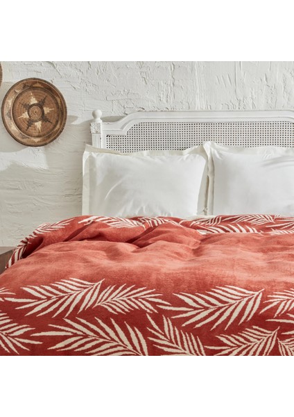 Leaf Tek Kişilik Pamuklu Battaniye Terracota fiyatları