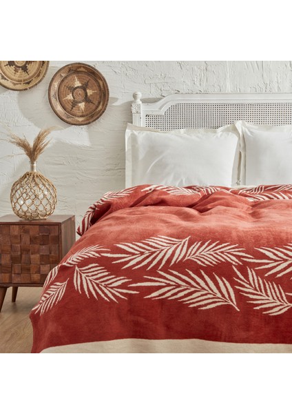 Leaf Tek Kişilik Pamuklu Battaniye Terracota modelleri